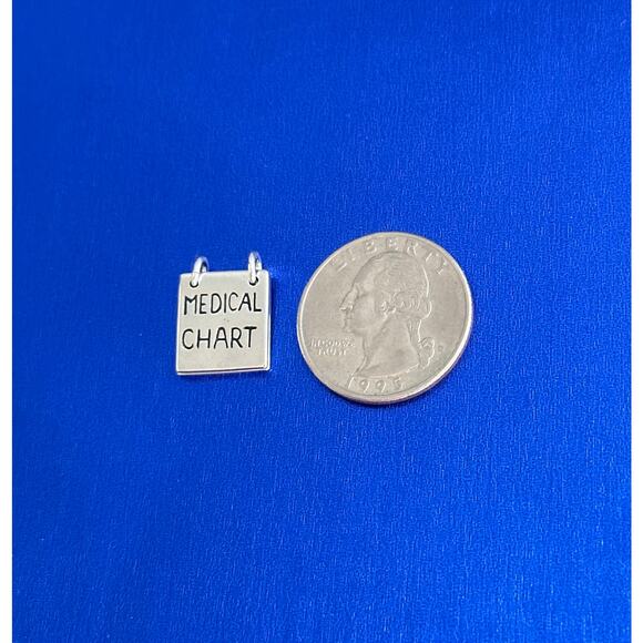 Sterling Silver Medical Chart Charm, Sterling Silver Medical Chart Pendant - Picture 4 of 5